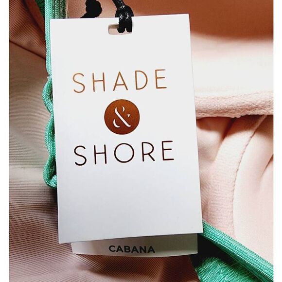 Shade & Shore Womens One Piece Swimsuit Green Cut Out Sweetheart Neck 34C - Picture 9 of 9